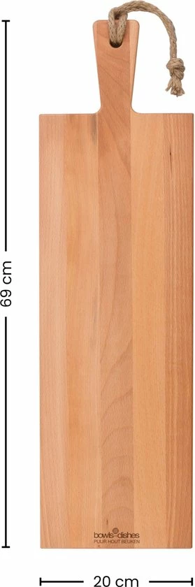 Bowls And Dishes | Puur Hout Duurzaam | Beuken Borrelplank | Serveerplank | Tapasplank | Hapjesplank | Kaasplank 69 X 20 X 2 Cm - Afbeelding 5