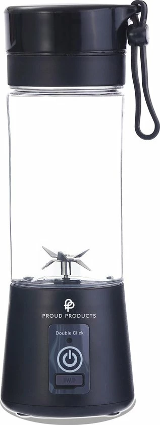 Proudproducts – Smoothie Blender – To-Go – Blender Voor Onderweg – USB Oplaadbaar – Blender – Smoothie – Compact – Draadloos - Zwart