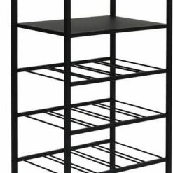 Lifa-Living Lifa Living - Industrieel Wijnrek - Zwarte Flessenhouder - Metalen Wijnflessen Rek - Ophangrek Voor Wijnglazen - Ruimte Voor 16 Flessen - 45,5 X 30 X 100 Cm