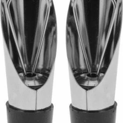 Merkloos 2x Wijnfles Schenktuit Met RVS Dop - Schenkdop/afsluitdop - Schenktuiten/schenkdoppen