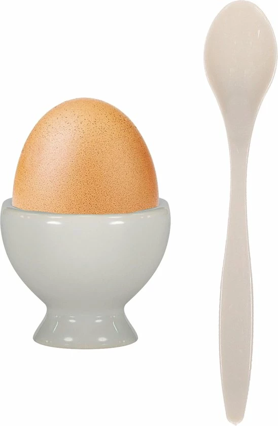 Excellent Houseware 12x Eierlepels Zwart/grijs Kunststof 14 Cm - Afbeelding 4