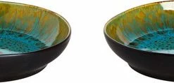 Palmer Bord Diep Lotus 21 Cm Zwart Turquoise Stoneware 2 Stuk(s)