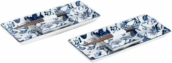 Tokyo Design Studio Flora Japonica Sushi Plate Set W/Giftbox And Chop 4pcs - Afbeelding 3