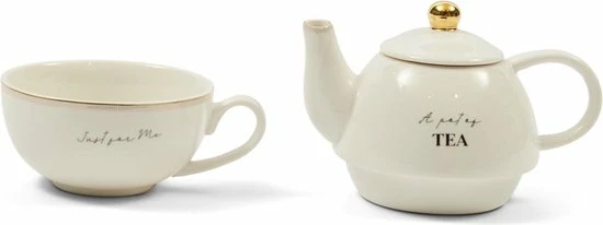 Riviera Maison Theepot 1 Liter - RM Elegant Tea For One - Wit - Afbeelding 3