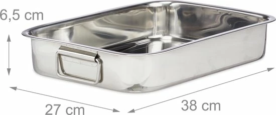 Relaxdays Braadslede Met Rooster - Edelstaal - Ovenschaal - Braadpan - Braadslee - Zilver - L - Afbeelding 6