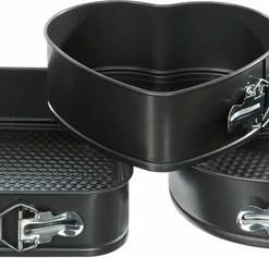 Atmosphera Secret De Gourmet - Bakvorm - Taartvorm -springvorm Set Van 3 - Hart 22x20CM - Rond 24CM- Vierkant 26X26CM- -Bakblik - Antikleef