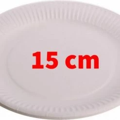 Merkloos 100x Kartonnen Bordjes Wit 15 Cm - Wegwerp Borden - Feest/verjaardag/BBQ Borden