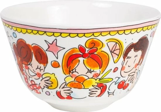 Blond Amsterdam Even Bijkletsen Kom Ø14 Cm - Roze Rand - Afbeelding 3