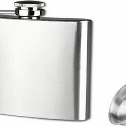Merkloos Heupfles Scotch Met Draaiknop - RVS Platvink Whiskey Fles - 150ML - 5Oz