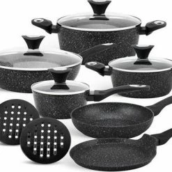 EDENBERG Edënbërg Stonetec Line - 12-delige Luxe Pannenset Van Gesmeed Aluminium
