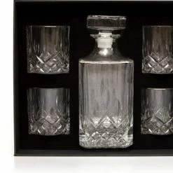 BrandY Whiskey Set In Luxe Geschenkdoos Met 1 Whiskey Karaf En 4 Whiskey Glazen