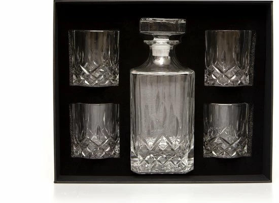 BrandY Whiskey Set In Luxe Geschenkdoos Met 1 Whiskey Karaf En 4 Whiskey Glazen