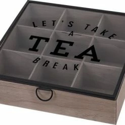 Warenhuisthuis Houten Theedoos - 9-vaks Theekist