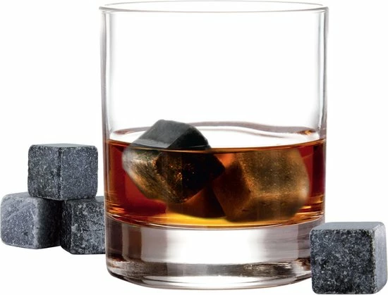 Igoods Whiskey Stones Set - 9 Stuks - IJsblokjes - Ijs Smelt - Met Opbergzak - Herbruikbare - Ice Cube - Drank Koeler