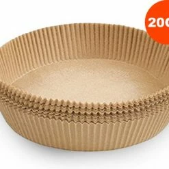 Merkloos Heteluchtfriteuse Wegwerpbakjes 100 Stuks - 20cm - Geschikt Voor AirFryer Wegwerpbakjes - Bakpapier - Wegwerp Bakjes (50 Stuks!) - Wegwerppapier 100 Stuks - Bakjes - Bakpapier Rond