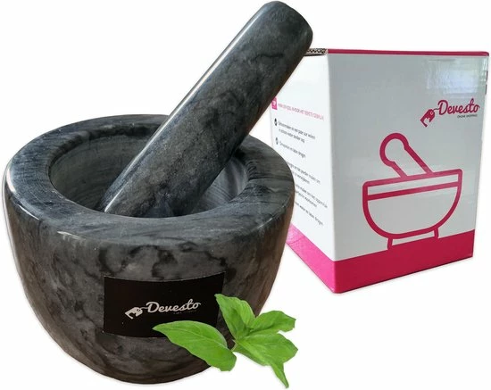 Devesto Vijzel Met Stamper - Ø 10,5 Cm - Marmer - Zwart - Mortier