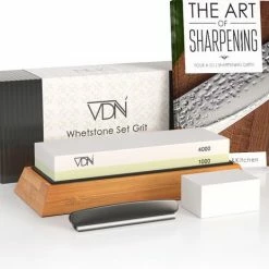 Luxe Dubbelzijdige Wetsteen Slijpsteen Set 1000 4000 Van Edelkorund (18x6x3 CM) Met E-book Voor Slijpen Van Messen E.d. Van VDN
