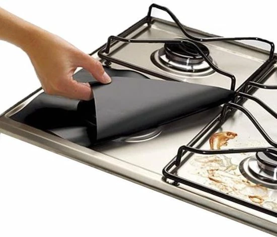 Merkloos Gasfornuis Beschermers (Zwart) (4 Stuks) - Afdekplaat Voor Fornuis - Afdekplaat Voor Kookplaat - Afdekplaat Inductie - Ovenbeschermer - Pannendrager - Gasfornuis Accessoires - Afbeelding 6