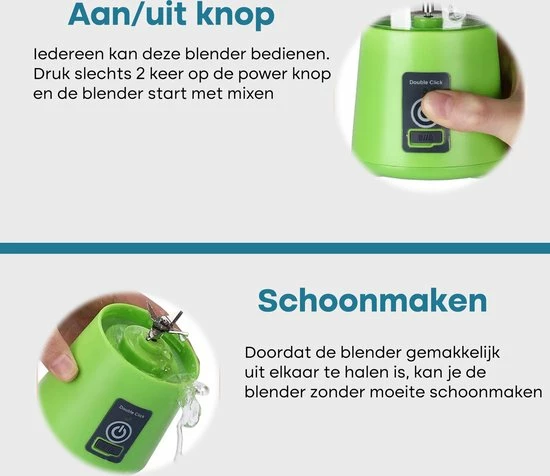 Proudproducts – Smoothie Blender – To-Go – Blender Voor Onderweg – USB Oplaadbaar – Blender – Smoothie – Compact – Draadloos - Zwart - Afbeelding 5