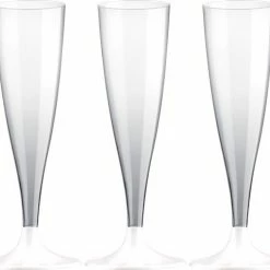 Santex Champagneglazen Kunststof 140 Ml Met Witte Voet - Set 30x Stuks