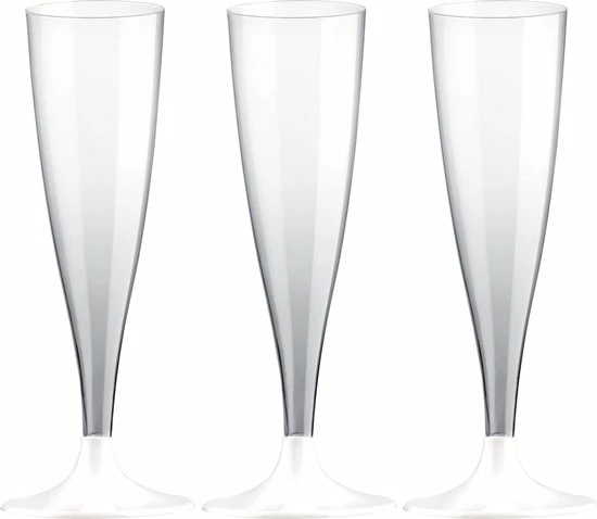 Santex Champagneglazen Kunststof 140 Ml Met Witte Voet - Set 30x Stuks