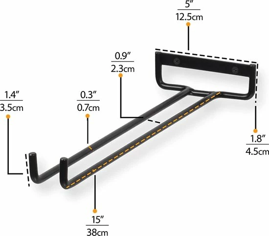 Kmerce Wijnglazenhouder Voor Aan De Muur | Wijnglazen Rek | 2-pack Voor 8 Glazen | Ophangrek Wijnglazen | Ophangrek Glazen | Ophangrek | Wijnglas Rek | Wijnglas Houder | Zwart - Afbeelding 5