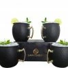 Sandside Moscow Mule Bekers Premium – Cocktail Glazen - Cocktail Set – Koperen Beker Set 4x Zwart - Luxe Giftset Cadeau