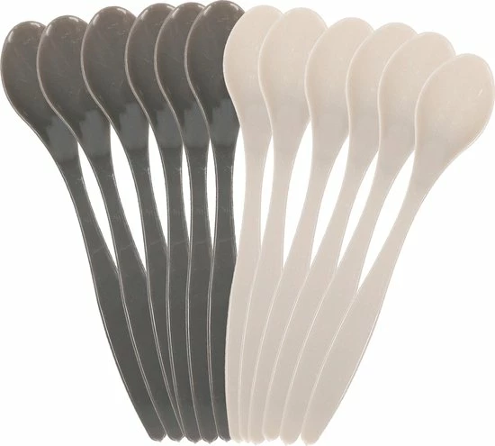 Excellent Houseware 12x Eierlepels Zwart/grijs Kunststof 14 Cm