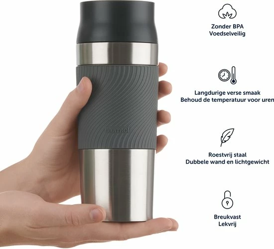 Blumtal Thermosbeker Classic - Lekvrij, BPA-Vrij En Vaatwasserbestendig - Hoge Kwaliteit Thermosfles Met Quick-Press Sluiting - Travel Mug 350 Ml - Berry - Roze - Afbeelding 5
