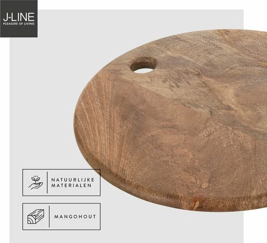 J-Line Snijplank Hout - Ronde Snijplank – Duurzaam Materiaal - 30x30x1.5 Cm – Mangohout - Afbeelding 6
