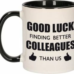 Bellatio Decorations Koffiemok/theebeker - Zwart-wit - Keramiek - Bedankt Collega - 300 Ml