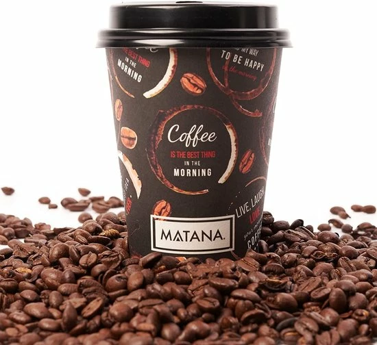 Matana Koffiebekers To Go - 80 Bedrukte Kartonnen Wegwerp Koffiebeker - Koffiekopjes - Koffiebeker - Koffiemokken - Met Deksels En Roerstaafjes - Warme En Koude Dranken - 350ml - Afbeelding 6