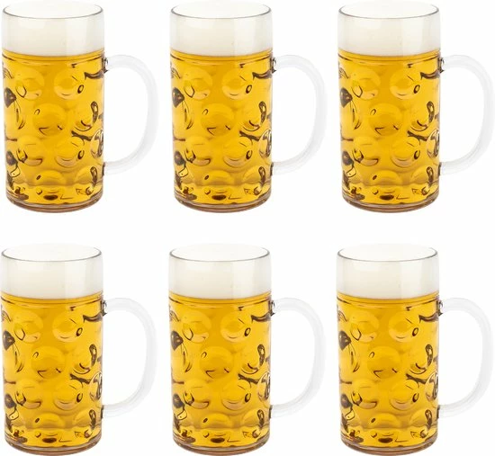 MyDrinkglass Plastic Bierpul | Bierpul Plastic | 6 Stuks | Oktoberfest | Plastic Glazen | Zero Waste | Herbruikbaar | Onbreekbare Bierpullen | 500 Ml | - Afbeelding 2