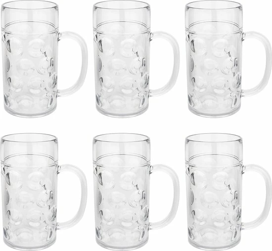 MyDrinkglass Plastic Bierpul | Bierpul Plastic | 6 Stuks | Oktoberfest | Plastic Glazen | Zero Waste | Herbruikbaar | Onbreekbare Bierpullen | 500 Ml |