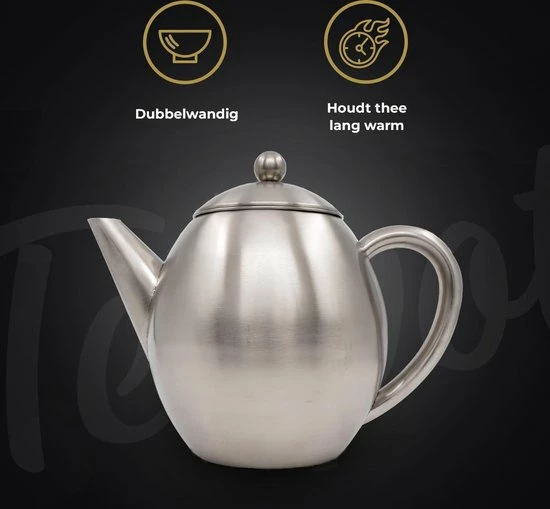 Vaja Trends Vaja Valerie - Theepot Met Filter - Dubbelwandig - RVS - 1.2L - Afbeelding 3