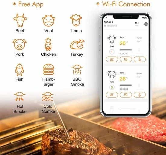 Inkbird IBBQ-4T WiFi Vleesthermometer - Afbeelding 6