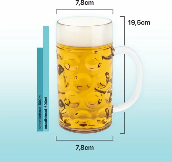 MyDrinkglass Plastic Bierpul | Bierpul Plastic | 20 Stuks | Oktoberfest | Plastic Glazen | Zero Waste | Herbruikbaar | Onbreekbare Bierpullen | 500 Ml | - Afbeelding 3