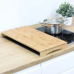 Merkloos Decopatent® Snijplank / Kookplaat Afdekplaat - Bamboe Hout - Houten Snij Plank Met Saprand - Afm. 54 X 28 4.5 CM