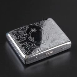 Merkloos "Kerst + Cadeau" Luxe Sigarettenhouder - Sigaretten Box 3 - Sigaretten Opbergdoosje - Sigaretten Koker Metaal - Zilver - 20 Sigaretten - Design - Cigarettecase