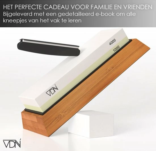 Luxe Dubbelzijdige Wetsteen Slijpsteen Set 1000 4000 Van Edelkorund (18x6x3 CM) Met E-book Voor Slijpen Van Messen E.d. Van VDN - Afbeelding 2