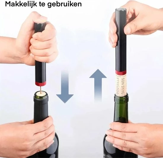 Merkloos Kurkentrekker - Luchtpomp Wijn Flesopener - Veilig Draagbare Roestvrij Staal - Pin Cork Remover - Luchtdruk Kurkentrekker - Keuken Gereedschap - Bar Accessoires - Afbeelding 3