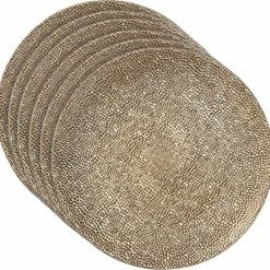 Bellatio Decorations Kerst Onderborden - D33 Cm - Goud - Set 6x Stuks - Rond - Kunststof