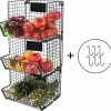 ThemaTrends® Ophangbare Fruitmanden Tot 24 Kilo - Fruit Basket - Zwart - Metaal - Bananenhouder