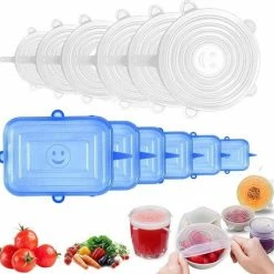 Spieringstore® Siliconen Deksels - 2 Designs - Vierkant & Rond - Set Van 12 Stretch - Flexibele Vershoudbakje - Pandeksel - LFGB Norm - 41% Rekbaar