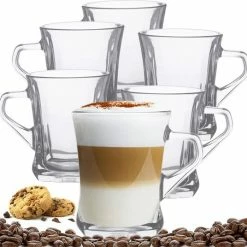Altom Design Luxe Latte Macchiato Glazen - Cappuccino Glazen - Koffieglazen - Theeglazen - 250 ML - 6 Stuks