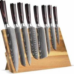 BBQ Meating® 8 Delige Professionele Messenset Met Blok – Messenblok- Messenset - Koksmessen - Japanse Messen – Gift Box