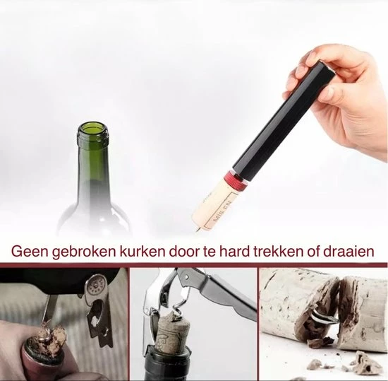 Merkloos Kurkentrekker - Luchtpomp Wijn Flesopener - Veilig Draagbare Roestvrij Staal - Pin Cork Remover - Luchtdruk Kurkentrekker - Keuken Gereedschap - Bar Accessoires - Afbeelding 4