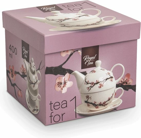 Merkloos Tea For One Sakura Theepot 400 Ml Met Kop En Schotel Cadeau Set Voor Vrouw Of Vriendin. - Afbeelding 2