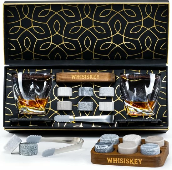 Whisiskey Luxe Whiskey Rocks Set - Whiskey Stones - 6 Stuks - IJstang - Herbruikbare IJsblokjes - Graniet Whiskey Stenen Voor Glazen - Accessoires - IJklontjes Steen - Drank Koeler - Cadeau Voor Man & Vrouw