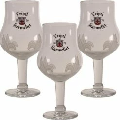 Tripel Karmeliet Bierglas - 33cl (Set Van 3) - Origineel Glas Van De Brouwerij - Glas Op Voet - Nieuw